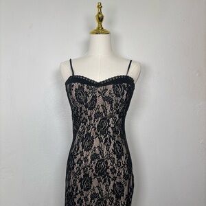 just me lace black & cream rose design y2k bodycon mini dress coquette formal